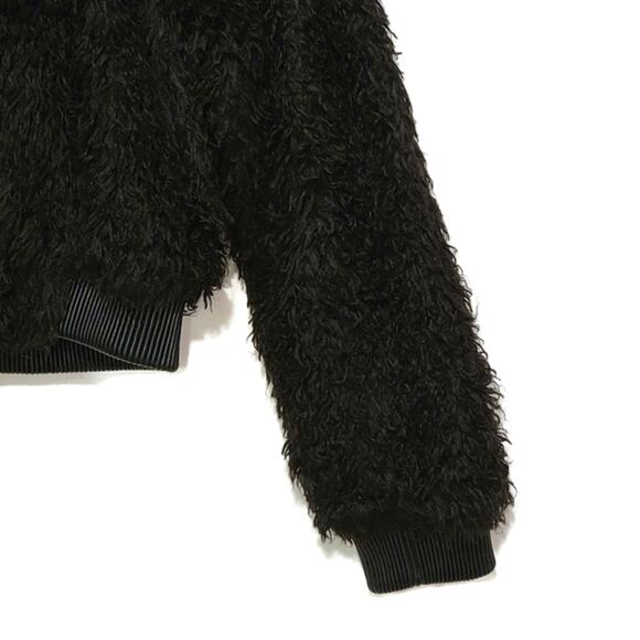 ZARA WOMAN Faux Fur Teddy Bomber Jacket Black Crop Coat Fall Winter Layering S - Picture 6 of 16